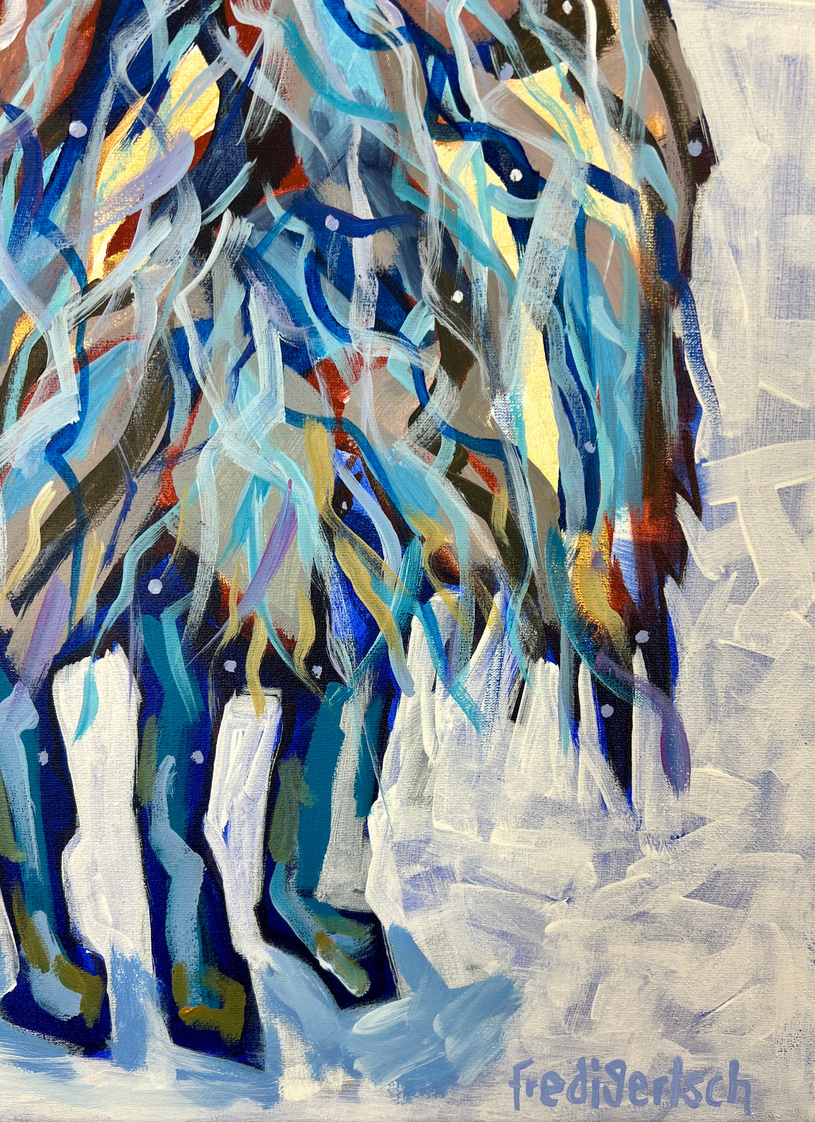 Pop Art 80x80cm Nights Of Hope blue, drei Schafe Sonnenbrille Thousand B Sternenhimmel Hoffnung Gemeinschaft Träume, Acryl Leinwand Original Fredi Gertsch, Signatur