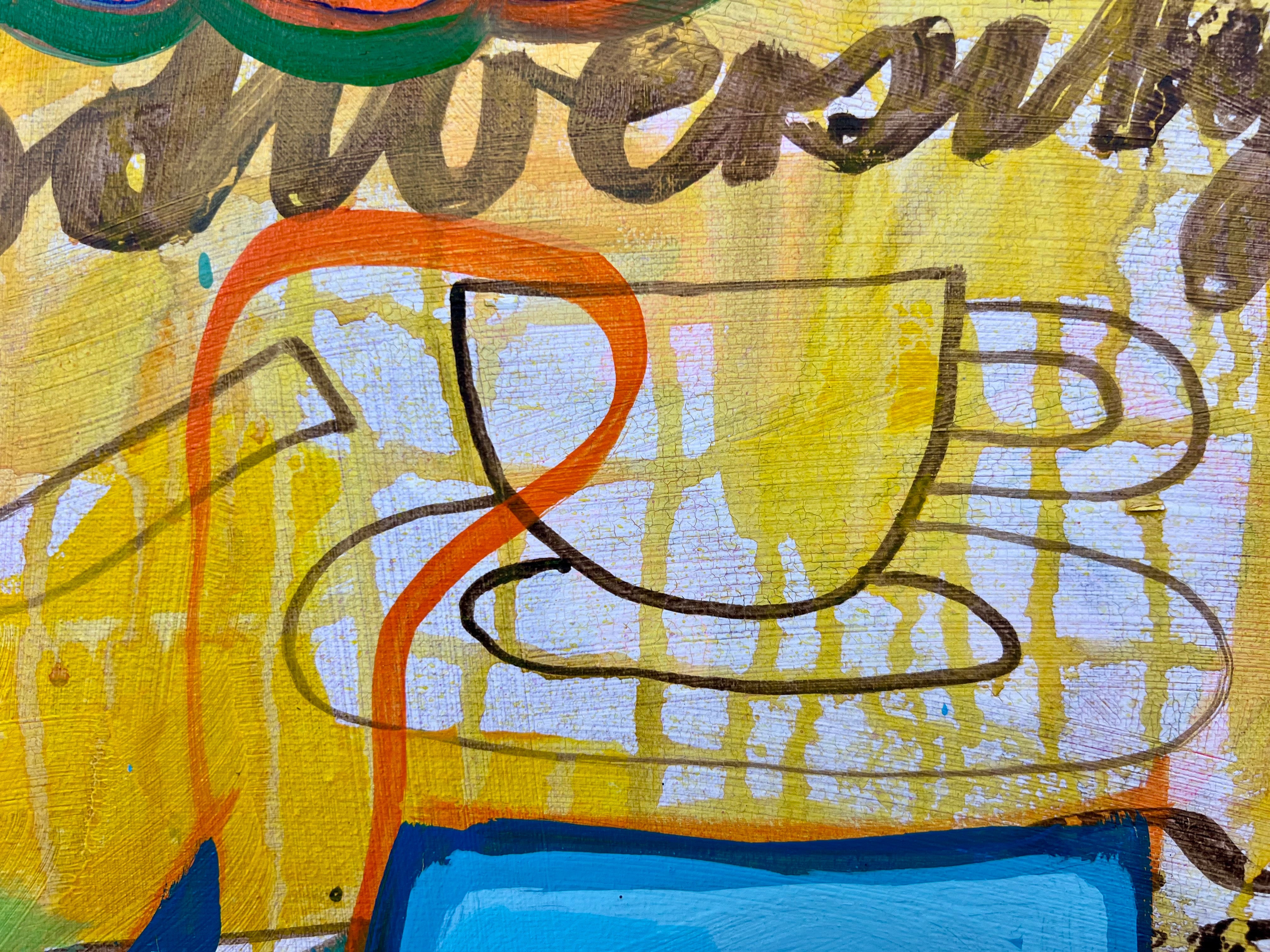 Pop Art Kuh 80x80cm Baby Diversity, Kuh Käfer Blumen Teetasse Biodiversity is the new Black, Biodiversität Natur, Acryl Leinwand Original Fredi Gertsch, Detailansicht Tasse