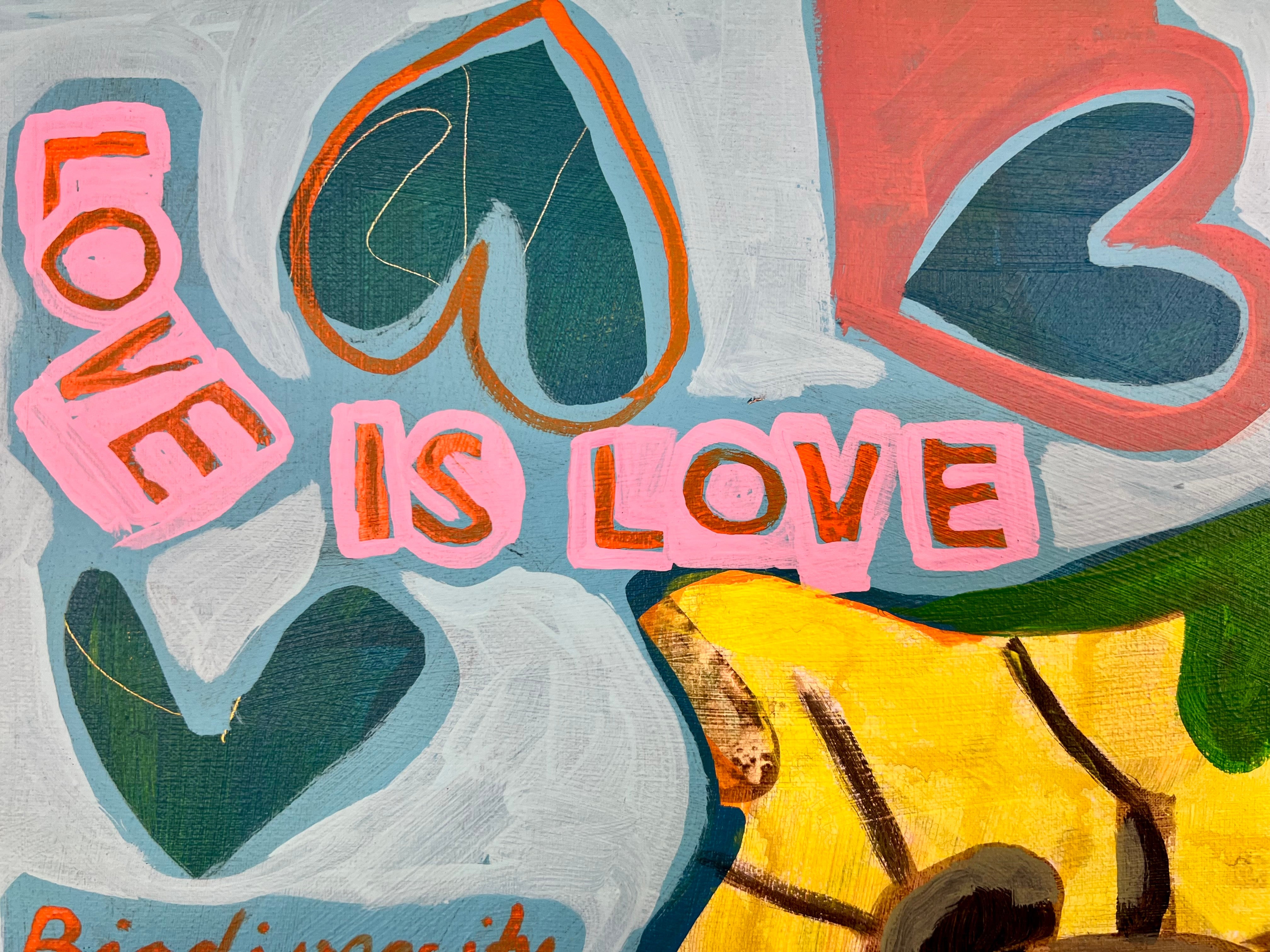 Pop Art Kuh 80x80cm Baby Diversity, Kuh Käfer Blumen Teetasse Biodiversity is the new Black, Biodiversität Natur, Acryl Leinwand Original Fredi Gertsch, Love is Love