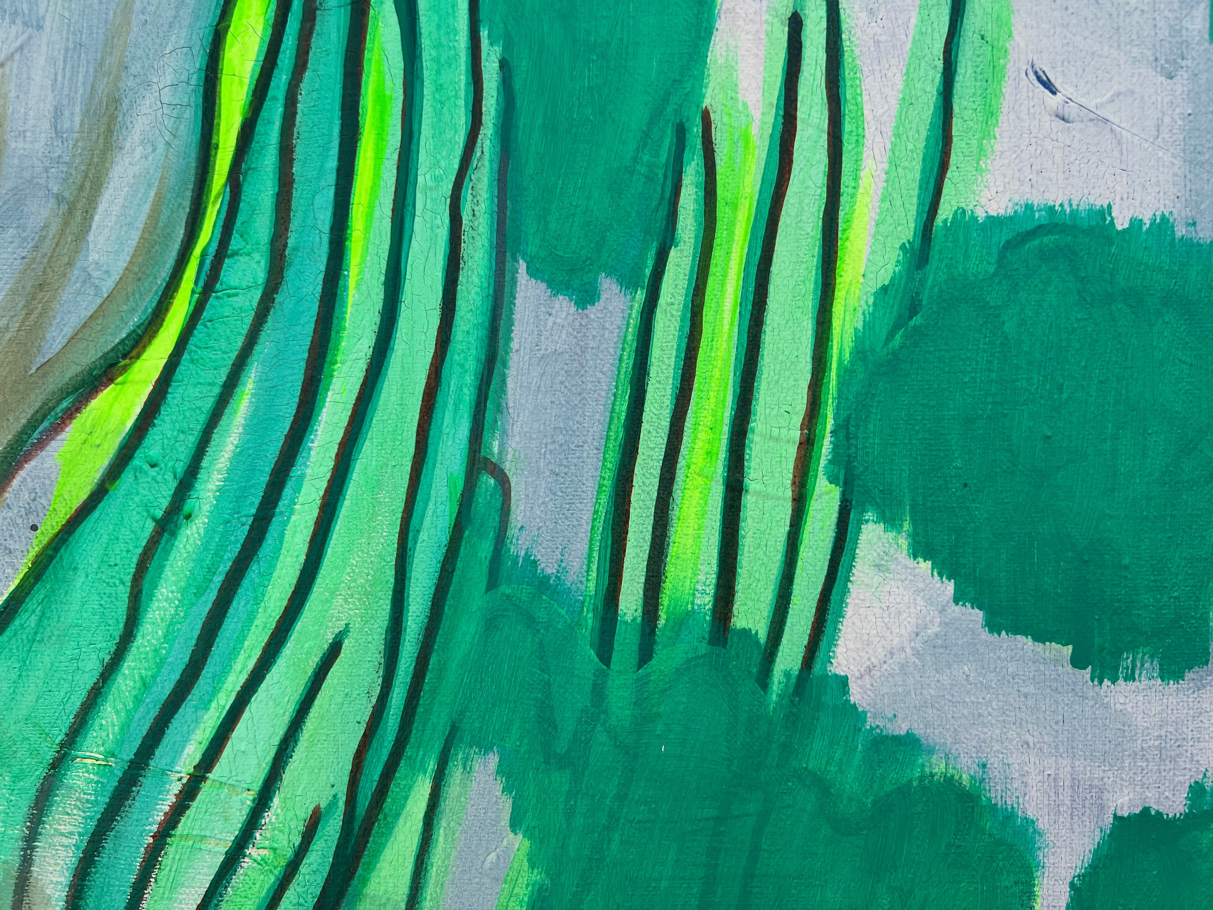 Pop Art 100x80cm Serena, majestätische Kuh Vogel Kopf Serena Williams Stärke Eleganz Willensstärke, Acryl Leinwand Original Fredi Gertsch, Detailansicht Körper